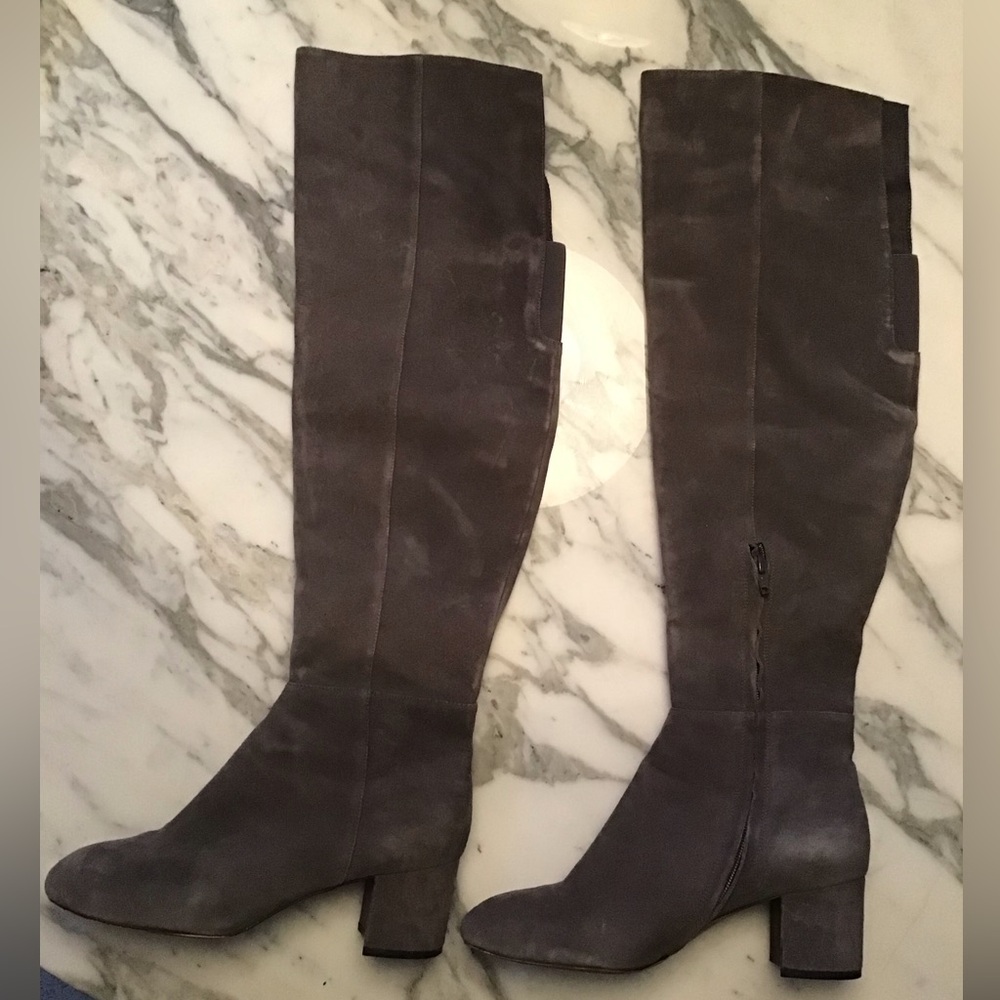 Nordstrom Charcoal Gray Suede Over-the-Knee Block Heel Boots